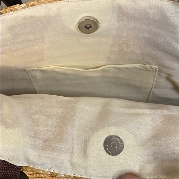 White Stag Natural Straw Tote with Wood Accents & Snap Top Closure - Picture 6 of 8